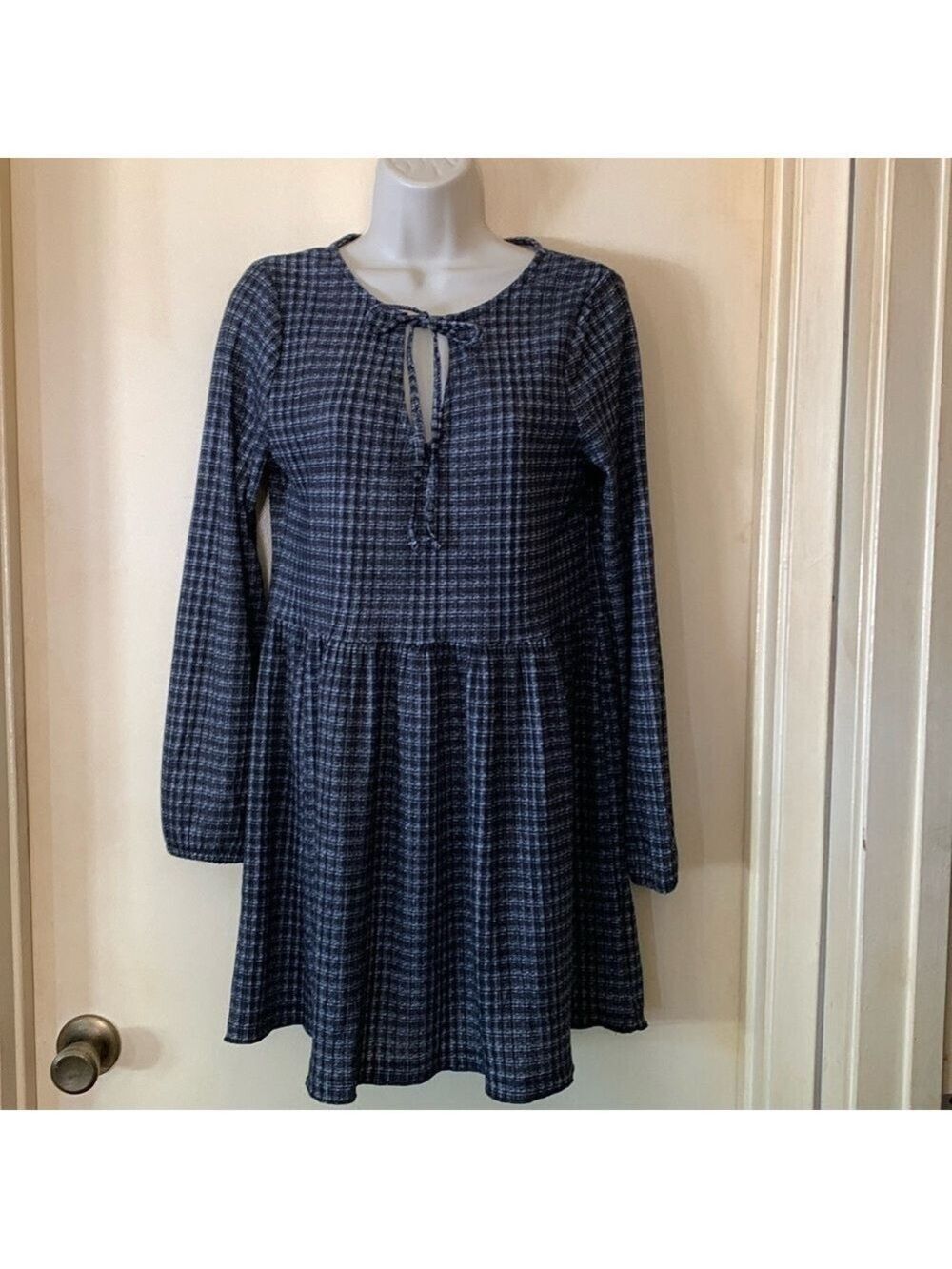 Cotton On black plaid babydoll mini dress size S/P